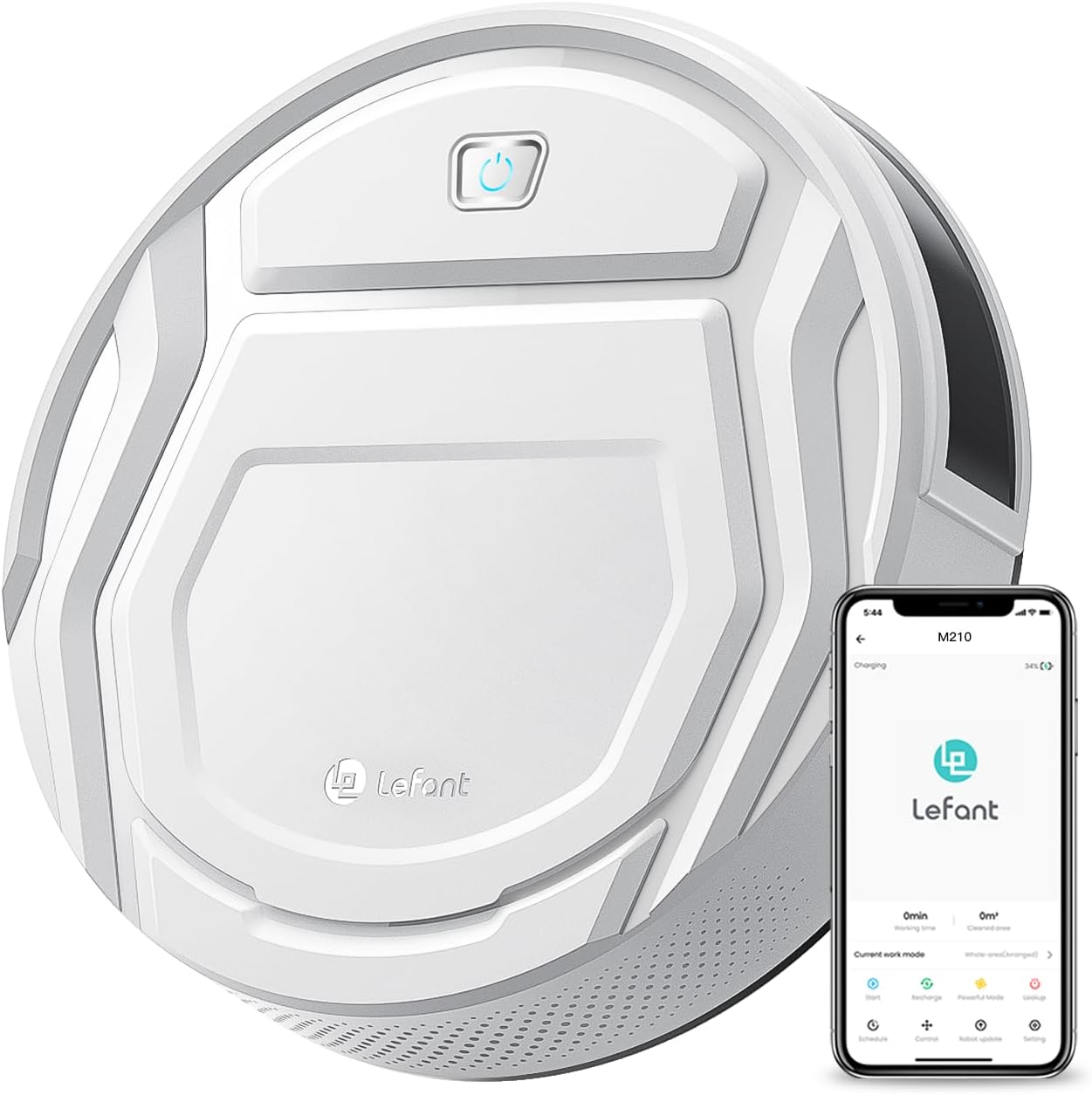 Lefant Aspirateur Robot, Robot Aspirateur Autonomie Mince Silencieux, Connecté avec WiFi/Alexa/App, 3 Modes d'aspirations, Programmable, Idéal pour Les Poils d'animaux Tapis Sols Durs, M210 Blanc Lefant Aspirateur Robot, Robot Aspirateur Autonomie Mince Silencieux, Connecté avec WiFi/Alexa/App, 3 Modes d'aspirations, Programmable, Idéal pour Les Poils d'animaux Tapis Sols Durs, M210 Blanc