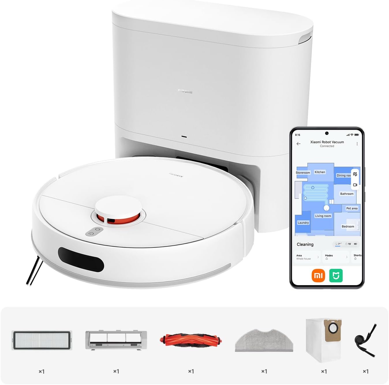XIAOMI Robot Vacuum H40 : Aspiration 10 000 Pa, Navigation LDS, cartographie Intelligente, Brosse Anti-enchevêtrement, vidage Auto, 180 Min d’autonomie, appli Home, contrôle Vocal. XIAOMI Robot Vacuum H40 : Aspiration 10 000 Pa, Navigation LDS, cartographie Intelligente, Brosse Anti-enchevêtrement, vidage Auto, 180 Min d’autonomie, appli Home, contrôle Vocal.