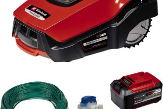 Einhell Robot Tondeuse FREELEXO 1200 LCD BT Power X-Change (Li-ION, 18 V, 1200 m², l'application Bluetooth, jusqu'à 35%, avec Accessoires Installation, Batterie 5.2 Ah, Station de Charge)