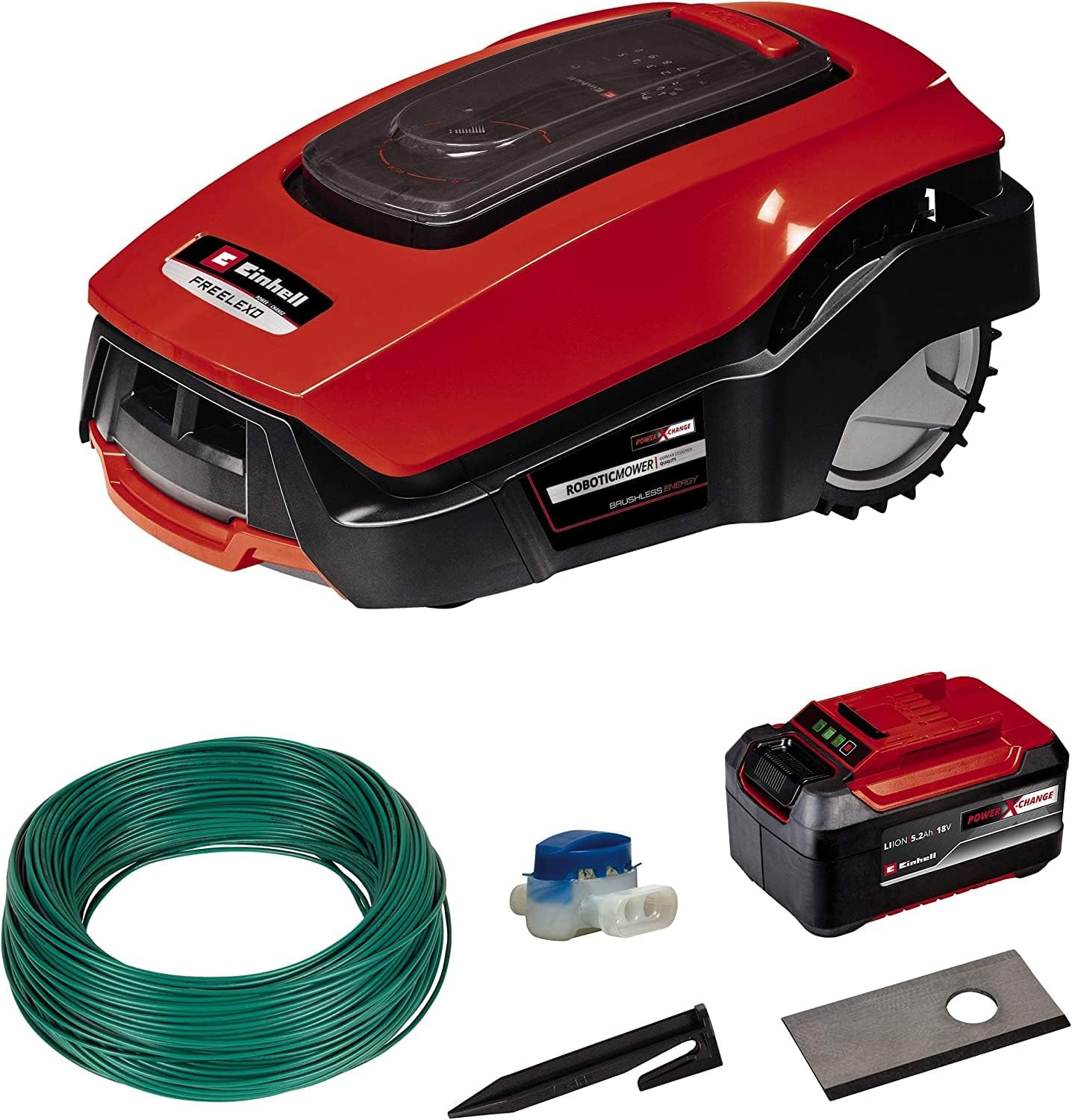 Einhell Robot Tondeuse FREELEXO 1200 LCD BT Power X-Change (Li-ION, 18 V, 1200 m², l'application Bluetooth, jusqu'à 35%, avec Accessoires Installation, Batterie 5.2 Ah, Station de Charge) Einhell Robot Tondeuse FREELEXO 1200 LCD BT Power X-Change (Li-ION, 18 V, 1200 m², l'application Bluetooth, jusqu'à 35%, avec Accessoires Installation, Batterie 5.2 Ah, Station de Charge)