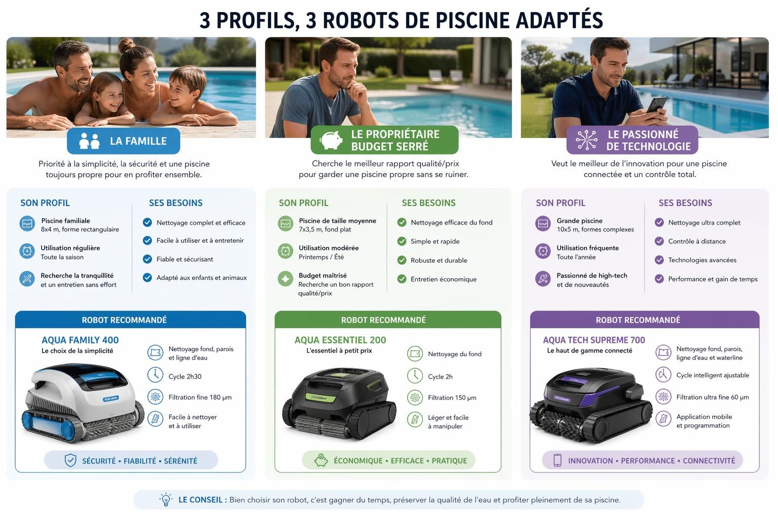 découvrez comment choisir entre un robot de piscine électrique, hydraulique ou sur batterie pour un nettoyage efficace et adapté à vos besoins.