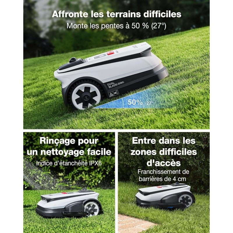 Robot tondeuse Ecovacs GOAT A1600 LiDAR Pro pour un gazon impeccable sans effort